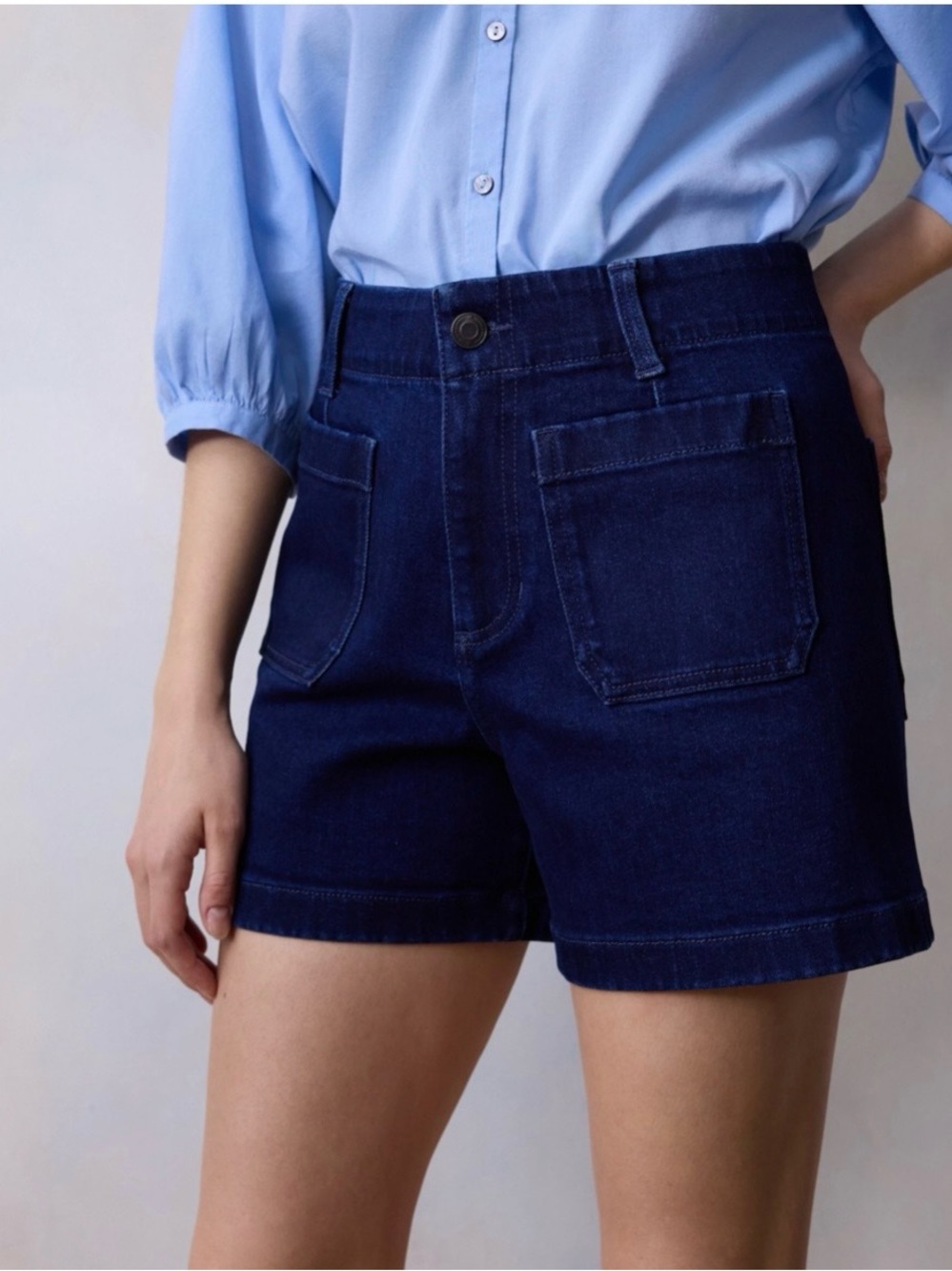 LC Lauren Conrad Dark Blue Denim Patch Pocket Shorts